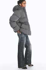 Dark Grey - Waisted puffer jacket - 3