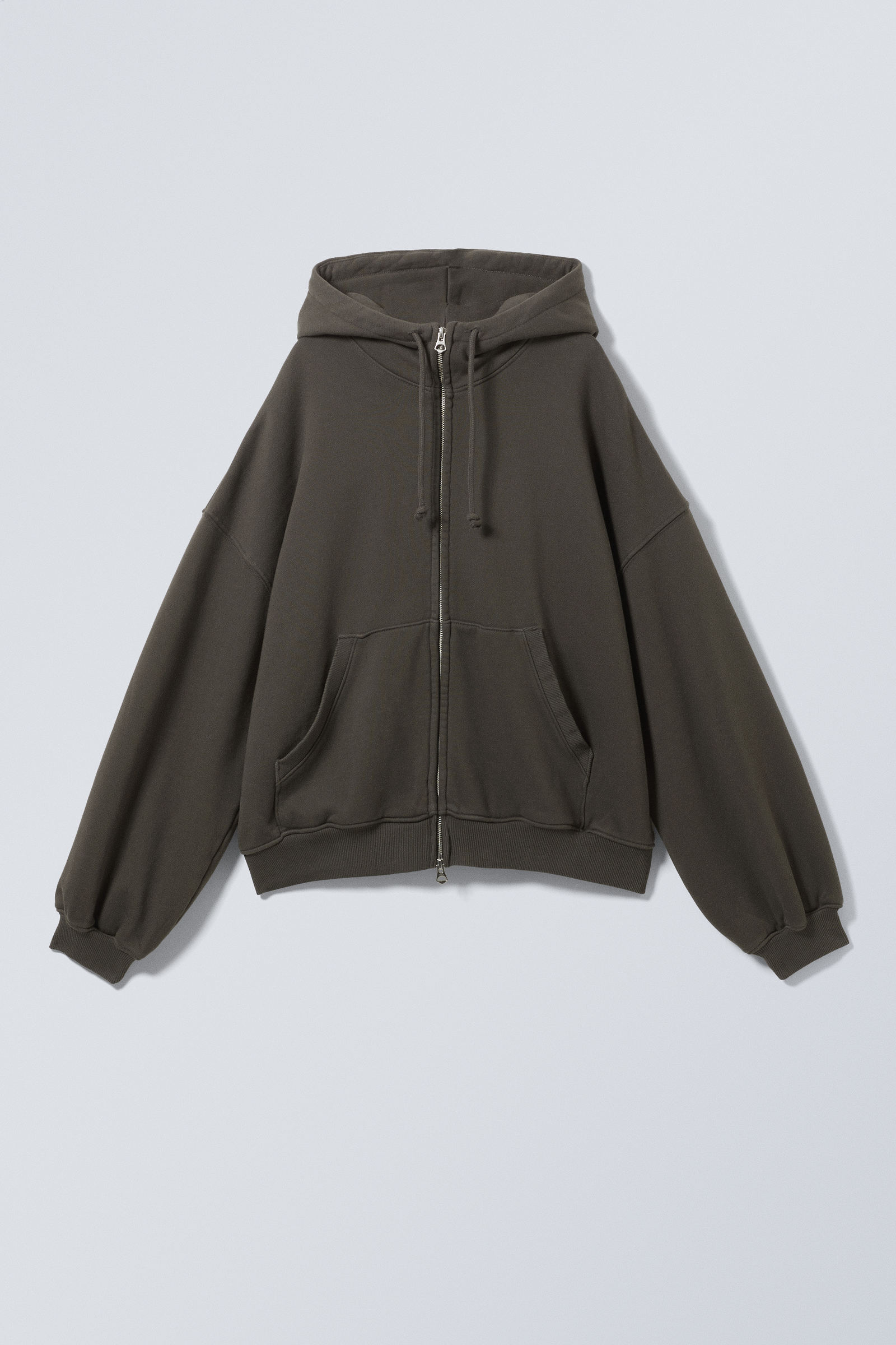 loose heavyweight zip hoodie - Dark Brown | Weekday WW