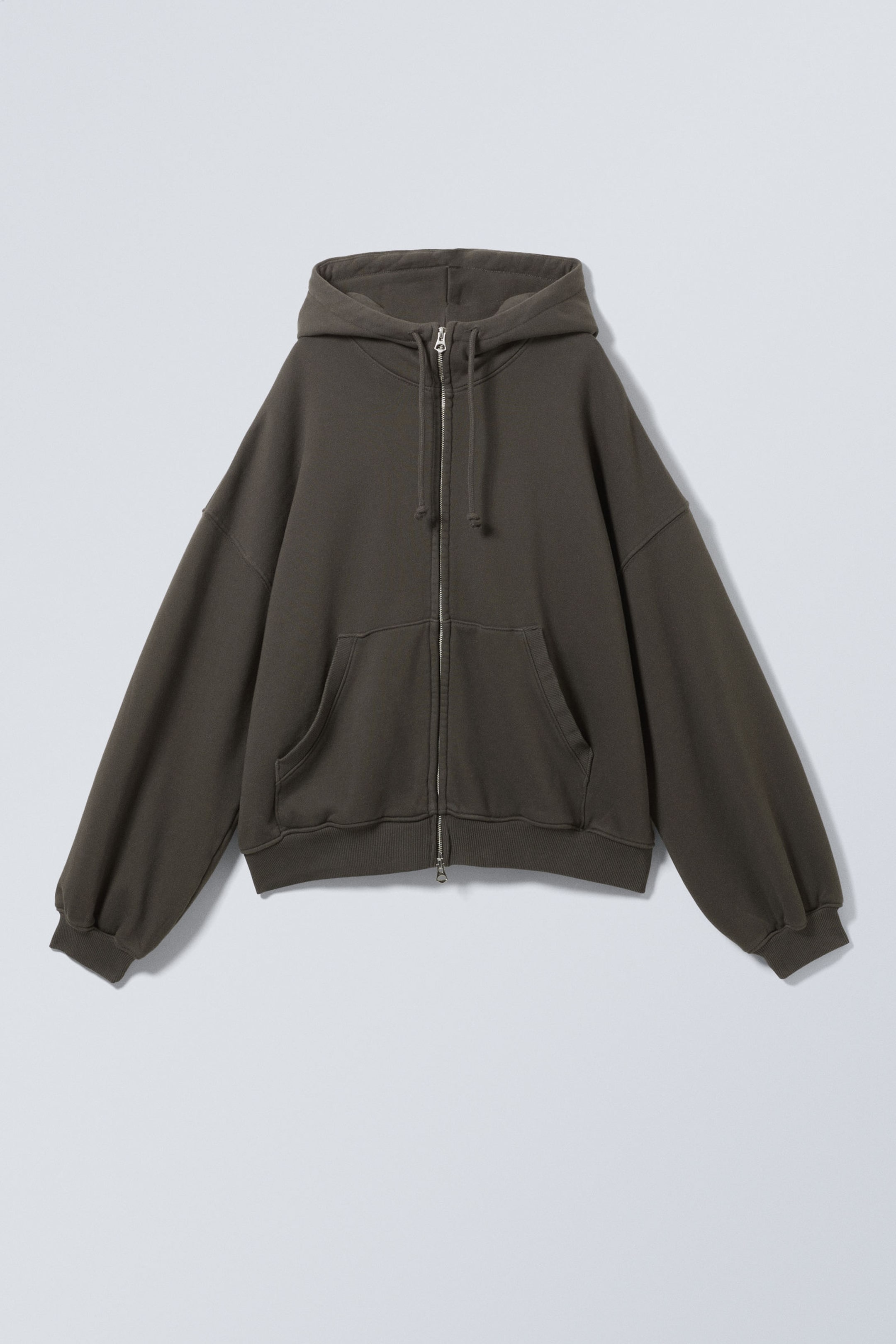 Dark Brown - Loose Heavyweight Zip Hoodie - 4