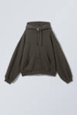 Dark Brown - Loose Heavyweight Zip Hoodie - 4