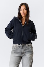 Donkerblauw - Cutline hoodie met raglanmouwen - 0