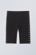Zwart haak-en-oog - Yara short met haak-en-oogsluiting - 0