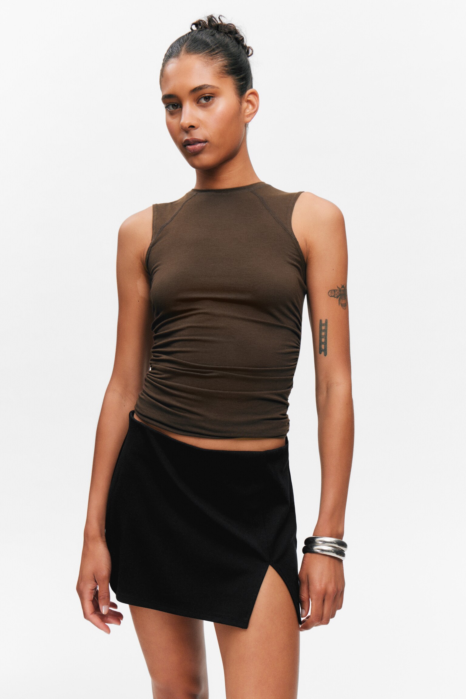 Mini Slit Skirt - Black - 3