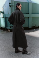 Dark Grey Melange - Wool-Blend Belted Double-Breasted Coat - 9