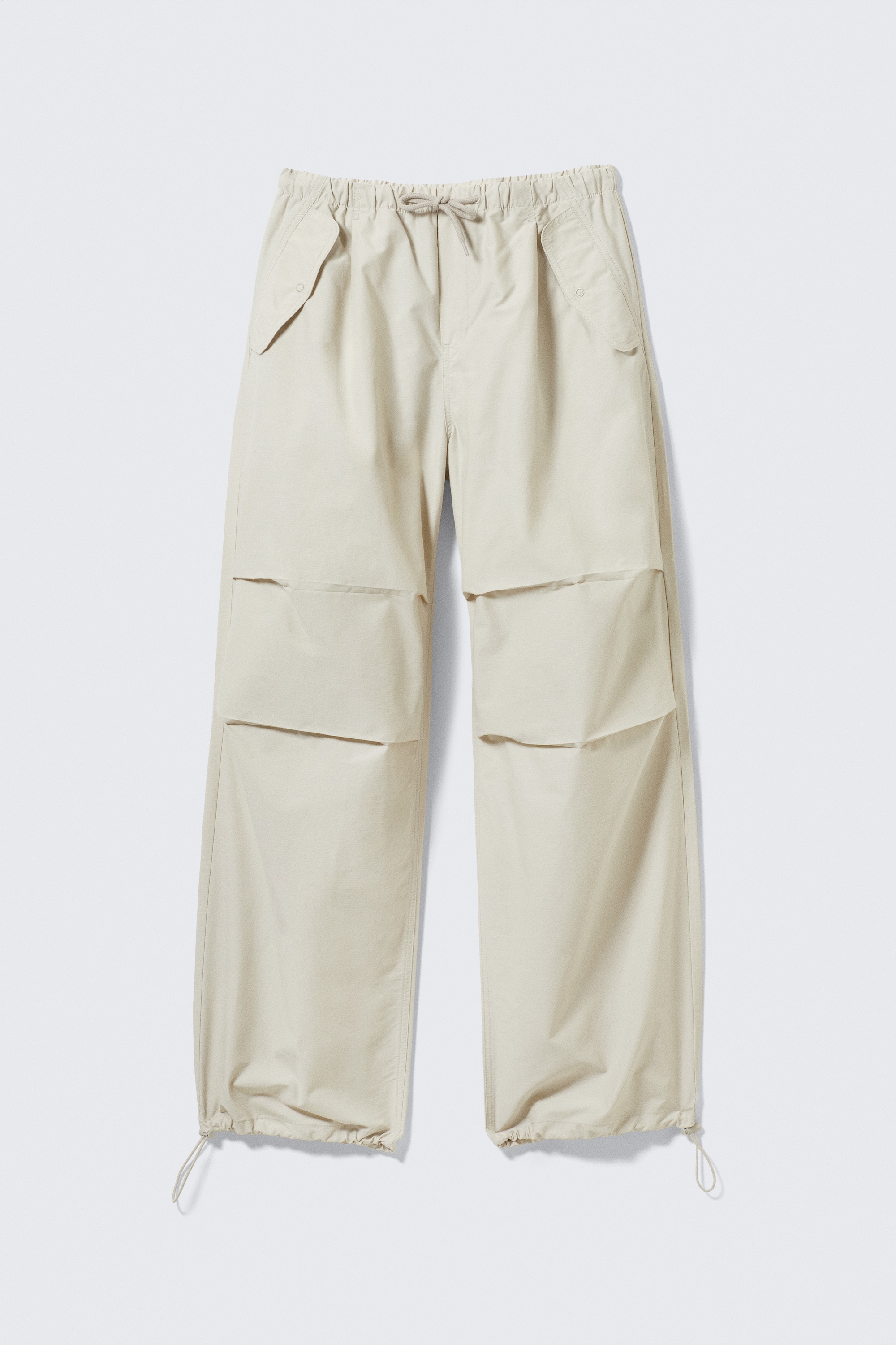 Pantaloni da paracadutista loose con pieghe - Beige chiaro/Nero