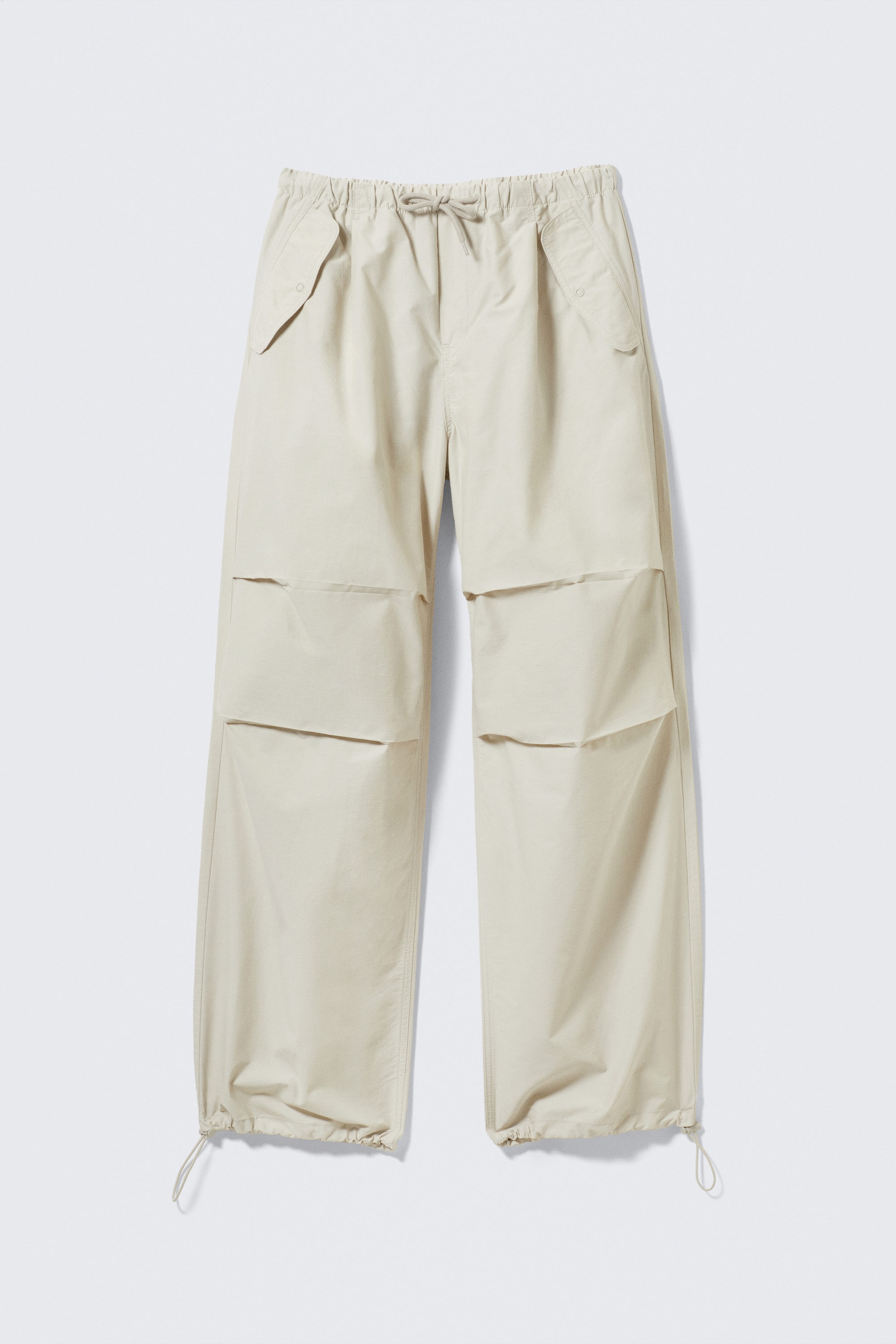 Lys beige - Løs plissert fallskjermbukse - 1