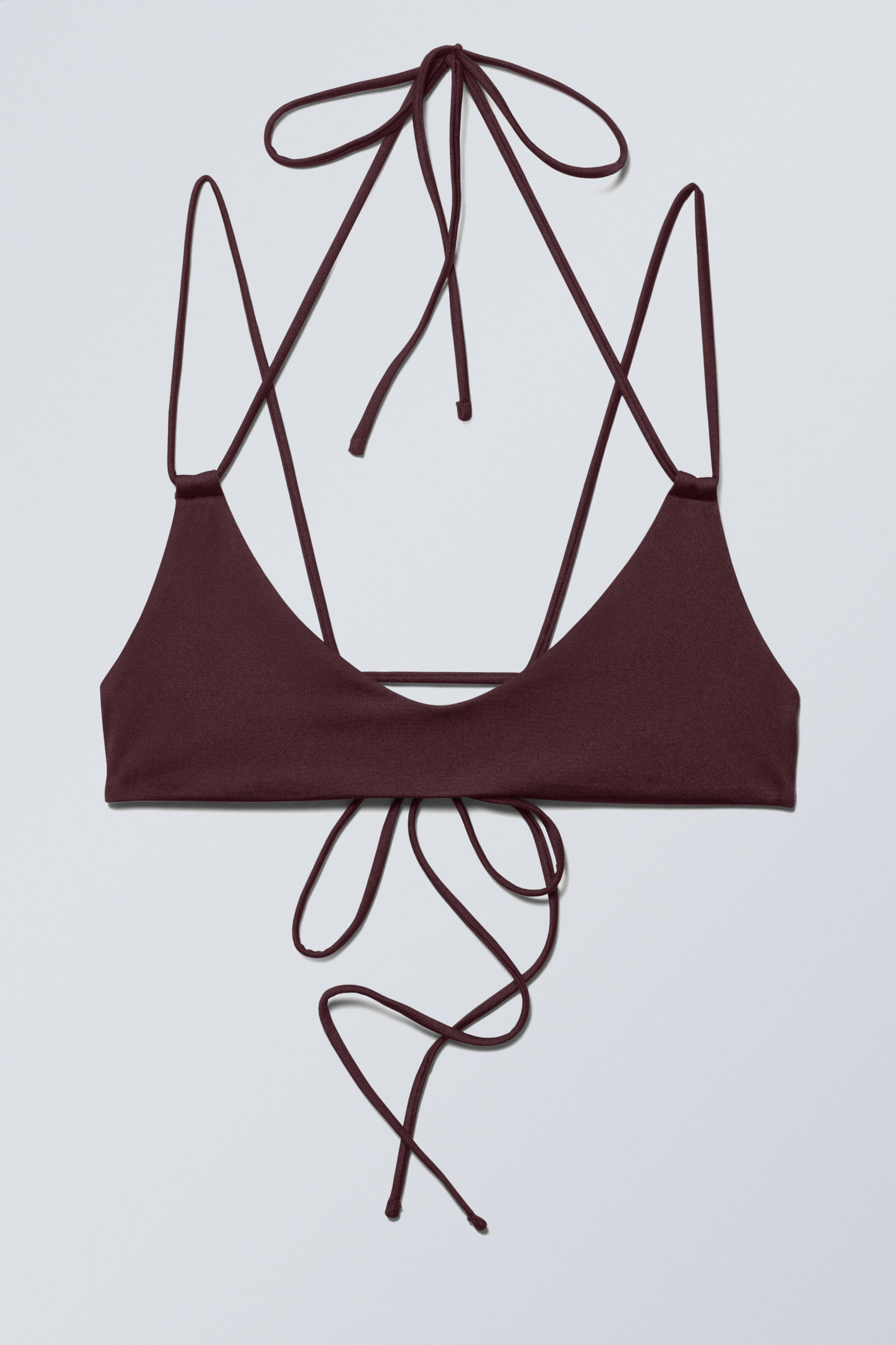 Dark Red - Strappy Bikini Top - 1