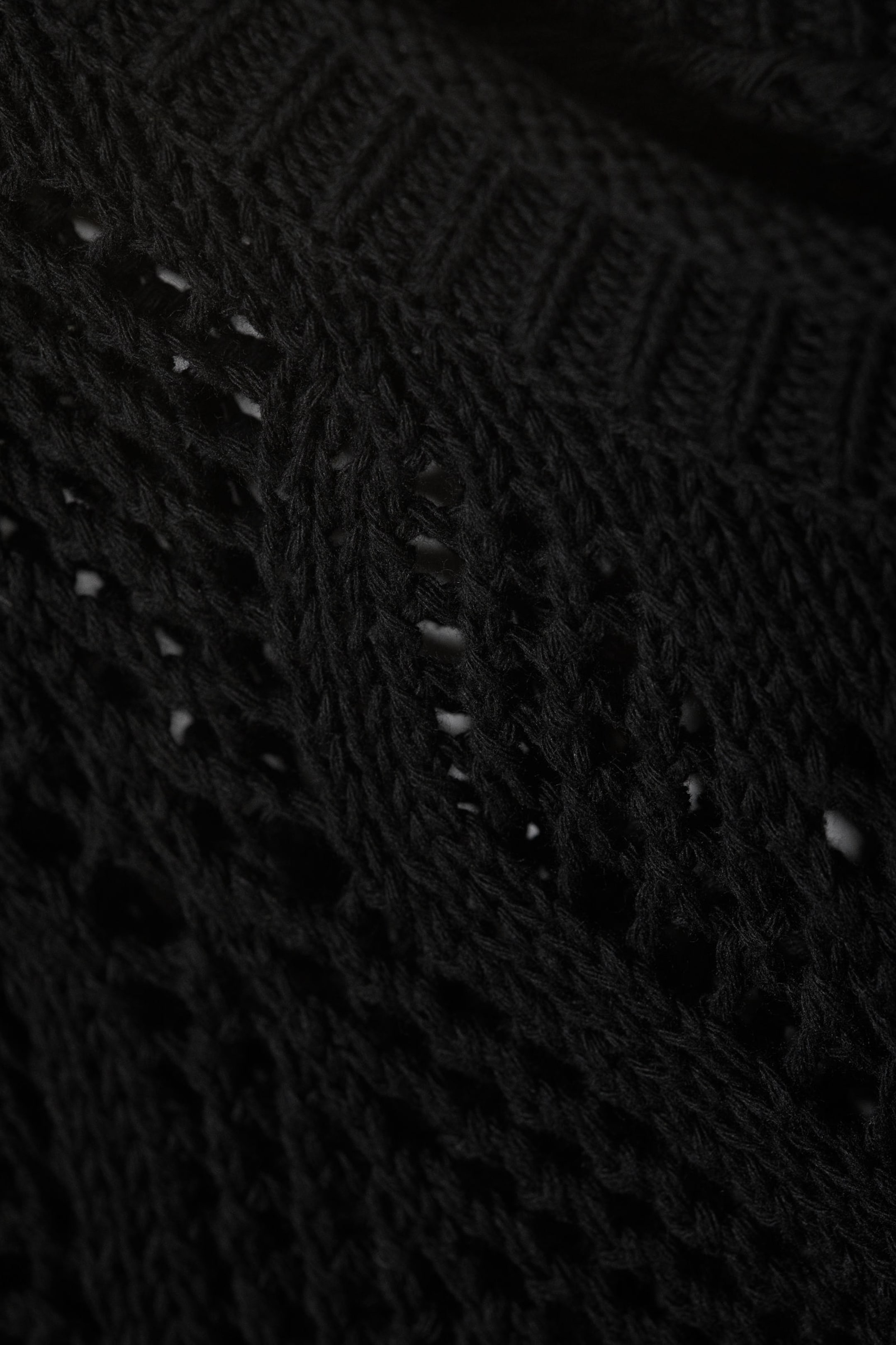 Black - Crochet Long Sleeve Sweater - 2