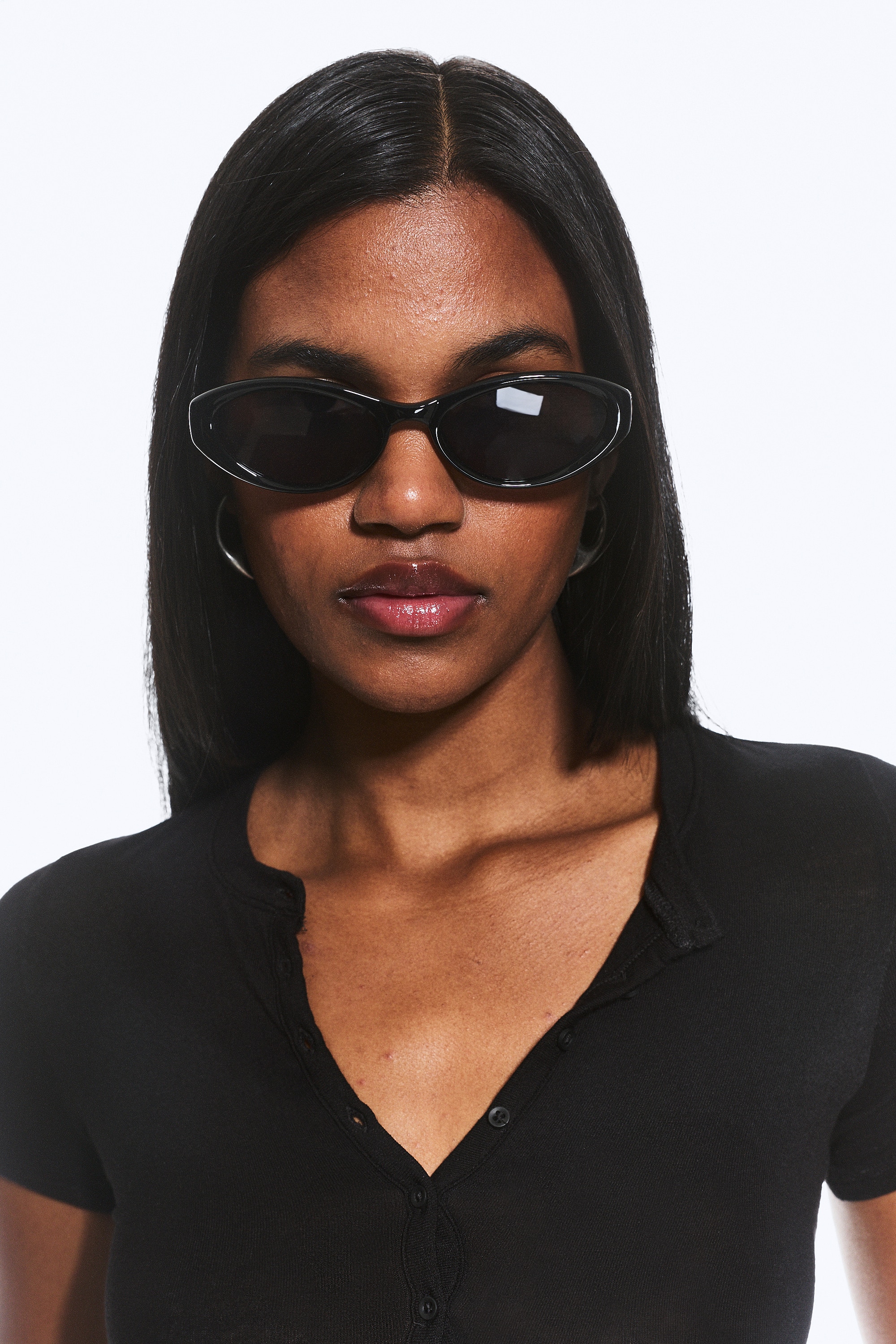 Gafas de sol ovaladas - Negro - Lentes Negros/Negro - lentes marrones