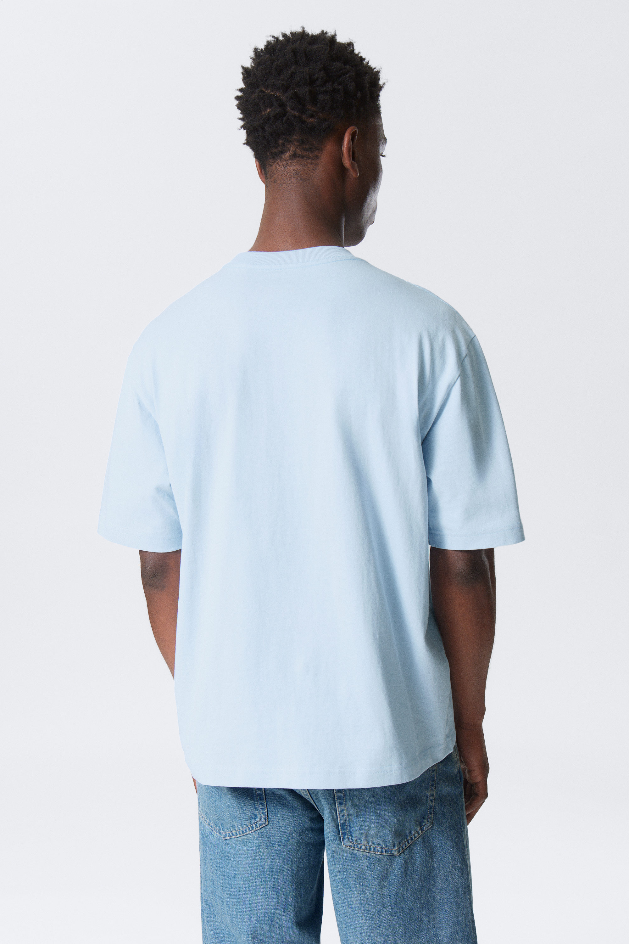 Light Blue - Relaxed Fit Short-Sleeved Cotton T-shirt - 2