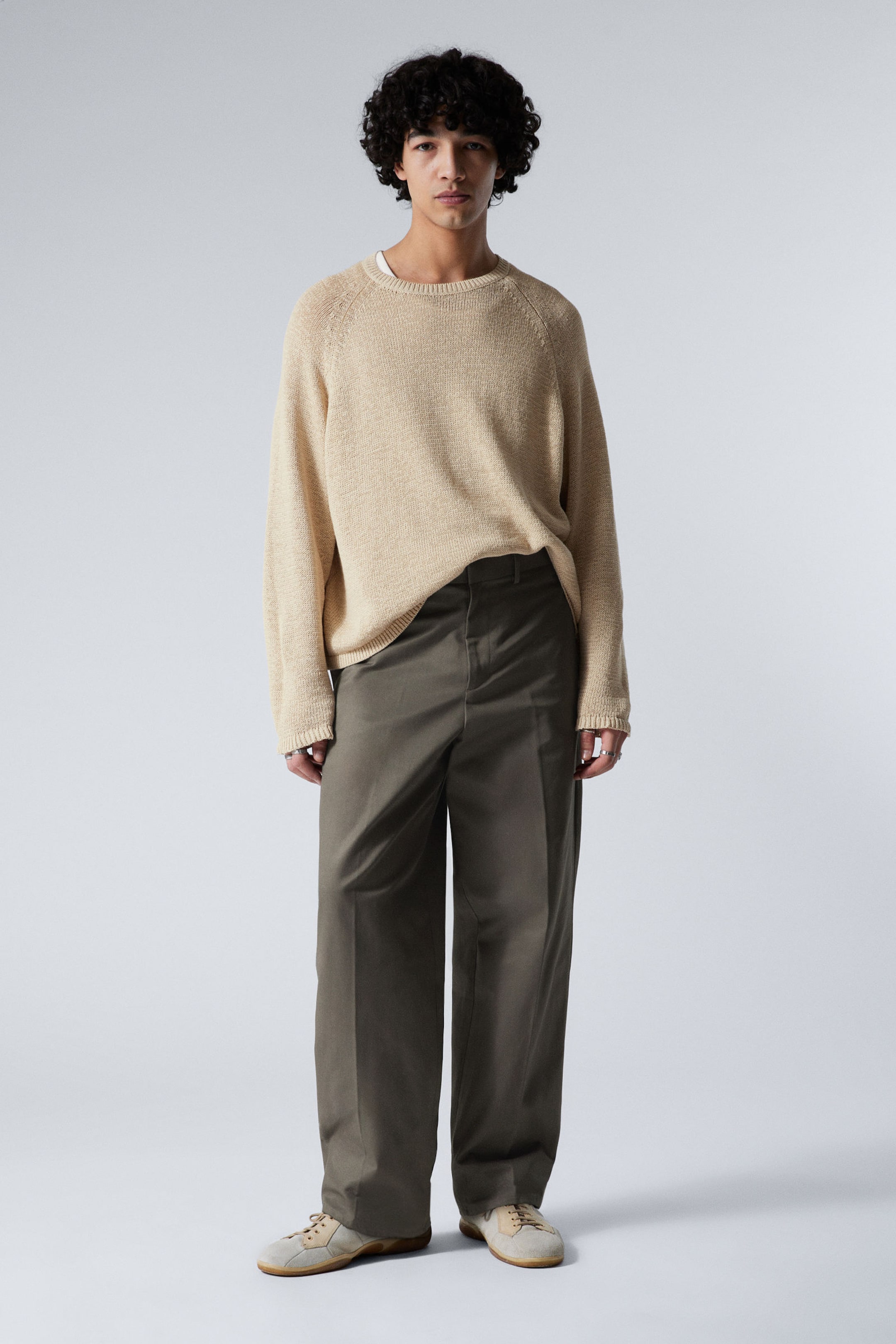 #58534F - Relaxed Fit Twill Suiting Trousers - 1
