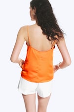 Orange - Satin Lace Top - 3