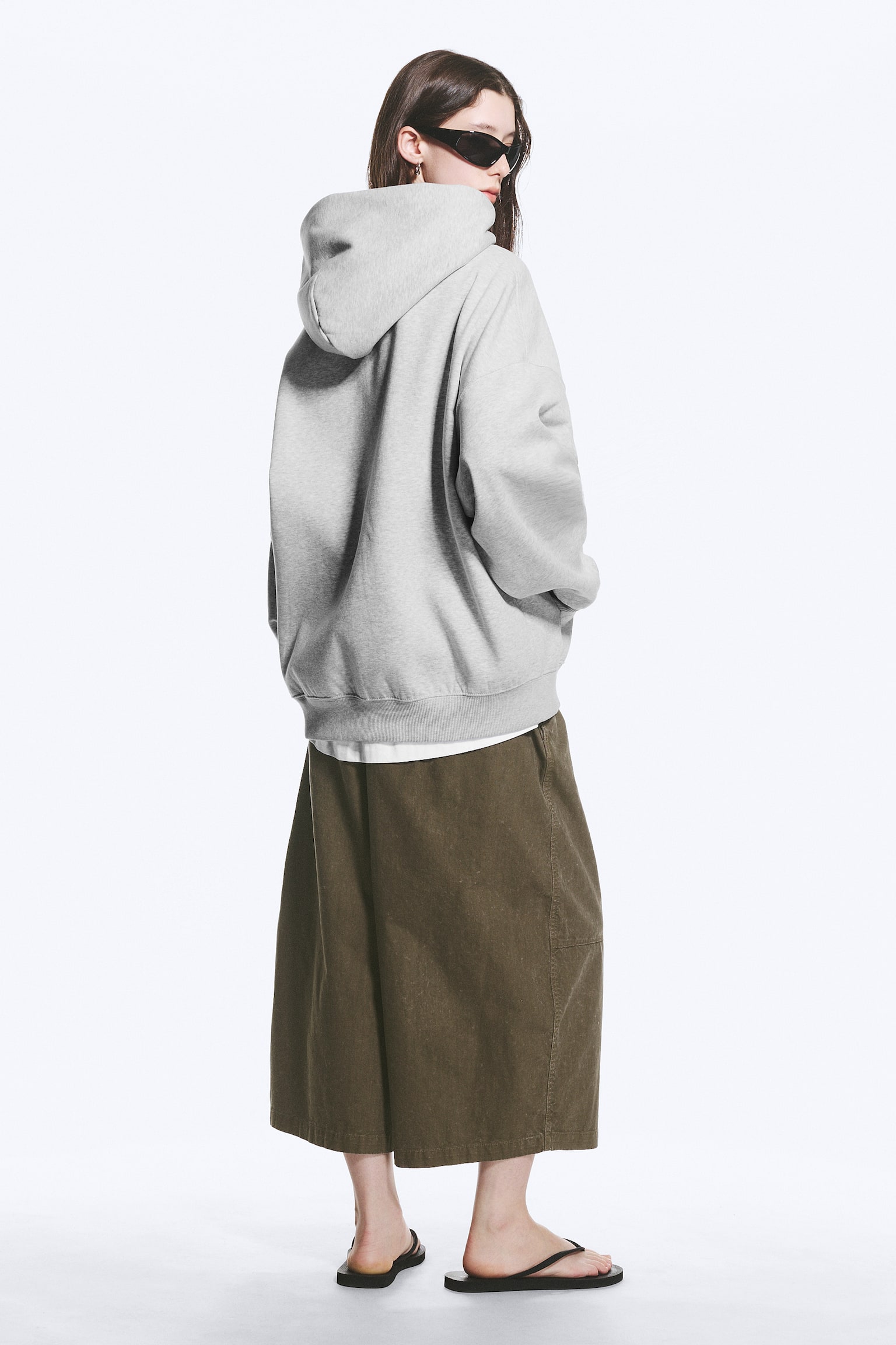 Oversized Heavyweight Hoodie - Light Grey Melange/Тъмночервено/Black/Тъмно кафяво - 5