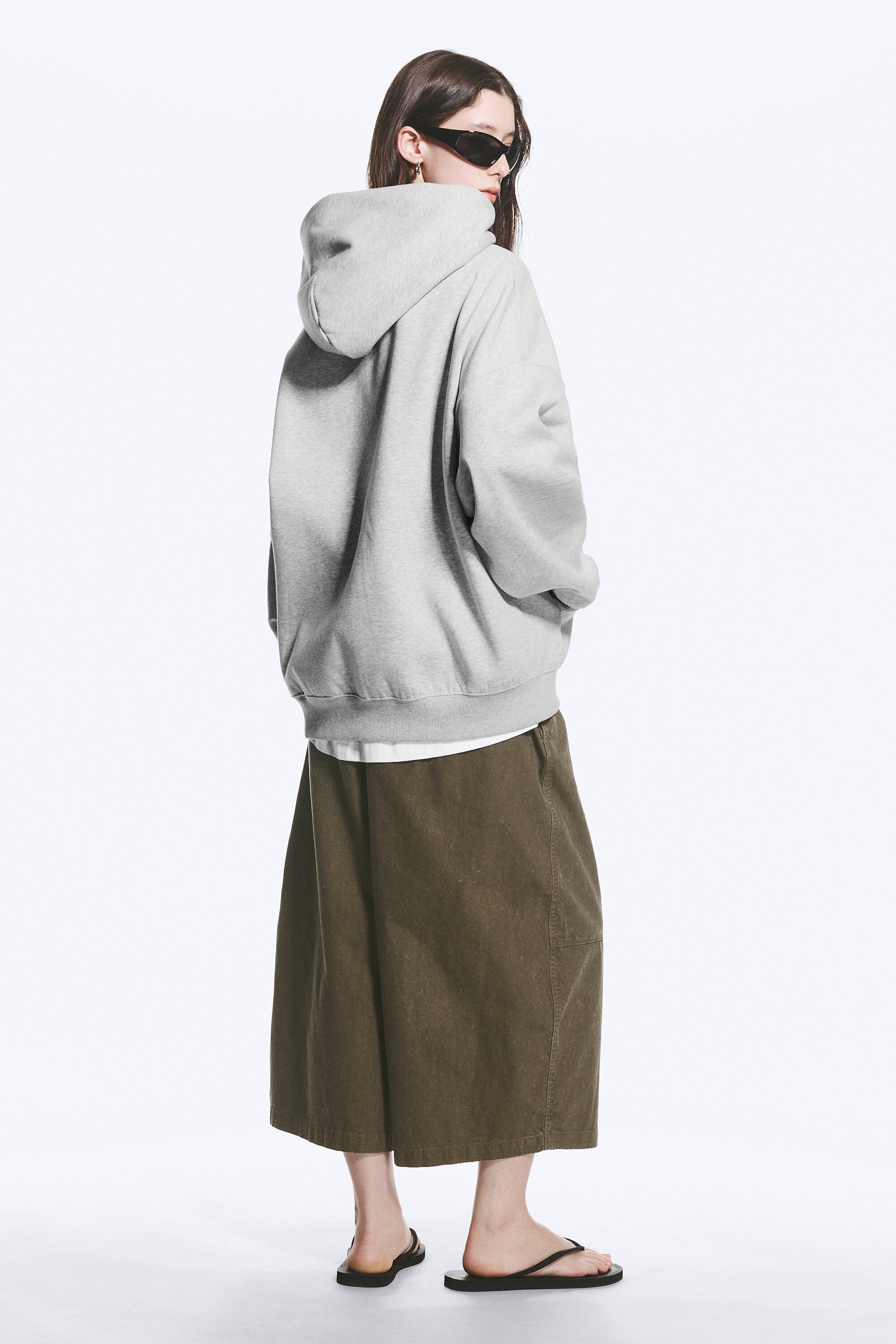 Mélange gris clair - Sweat à capuche oversize d’épaisseur moyenne - 2