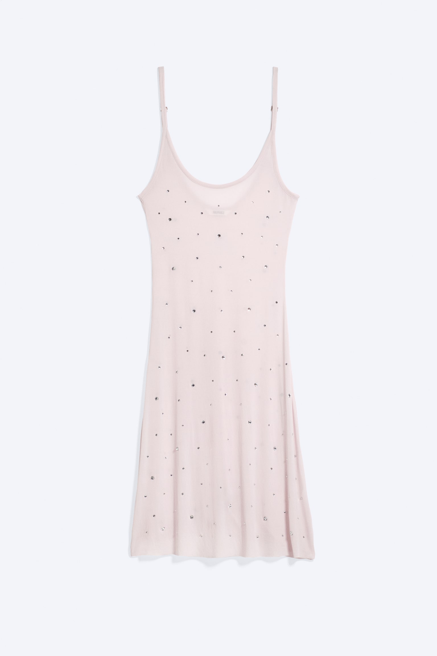 Robe courte à bretelles ornées de strass - Rose poudré clair