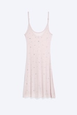 Light Dusty Pink - Rhinestone Strap Mini Dress - 0