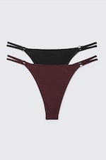 Burgundy - 2-pack Tanga Thongs - 0