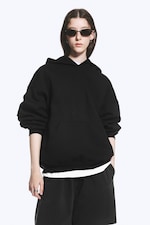 Schwarz - Schwerer Oversized-Hoodie - 1