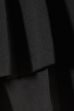 Black - Asymmetric Pleated Wrap Mini Skirt - 1