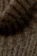 Dark Mole Melange - Loose Knitted Turtleneck Sweater - 1