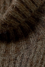 Dark Mole Melange - Loose Knitted Turtleneck Sweater - 1