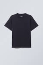 Mörk marinblå - Kraftig Kort Boxig T-shirt - 3