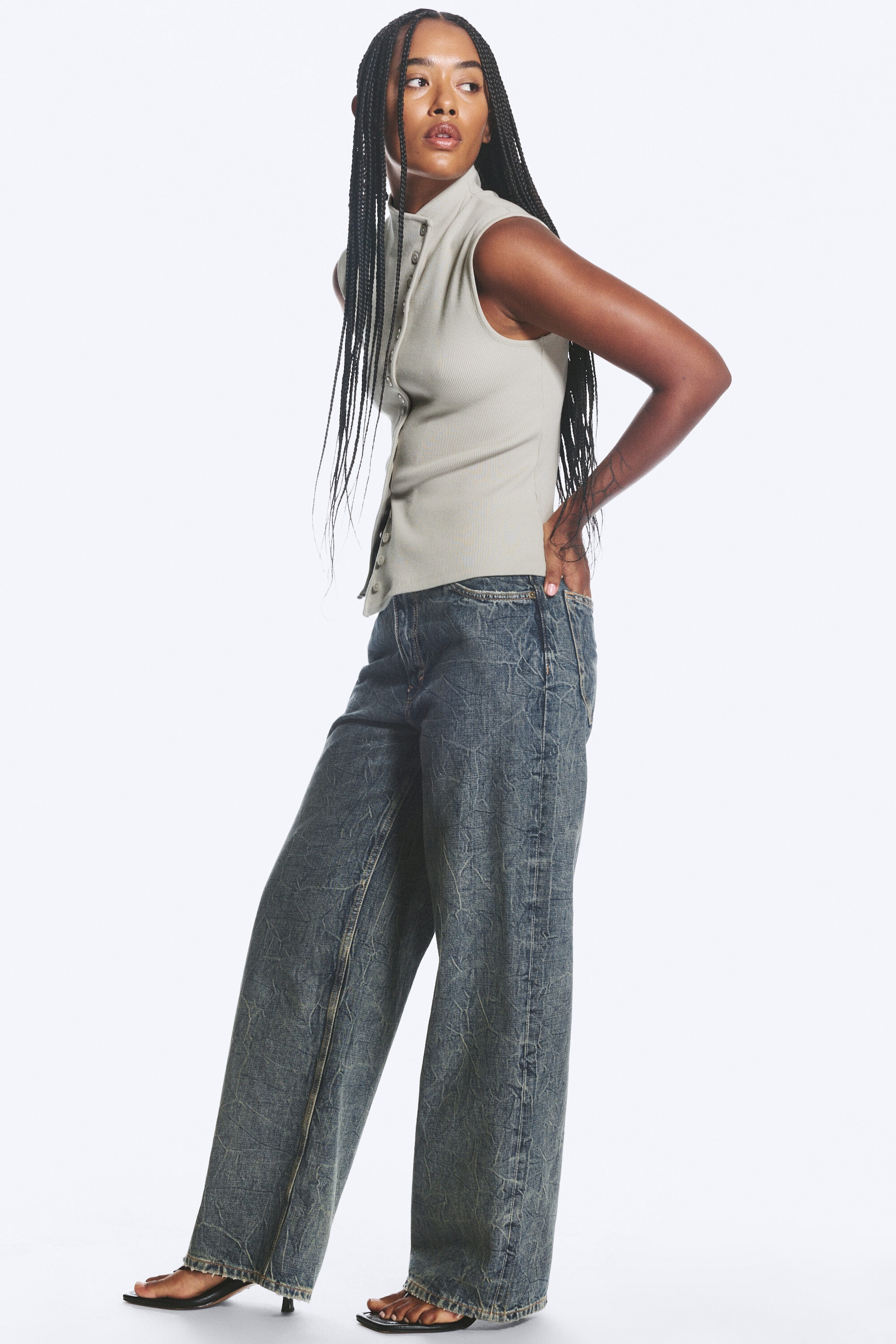 Tuscon Blue - Medium Blue - Dynasty Low Rise Loose Wide Jeans - 2