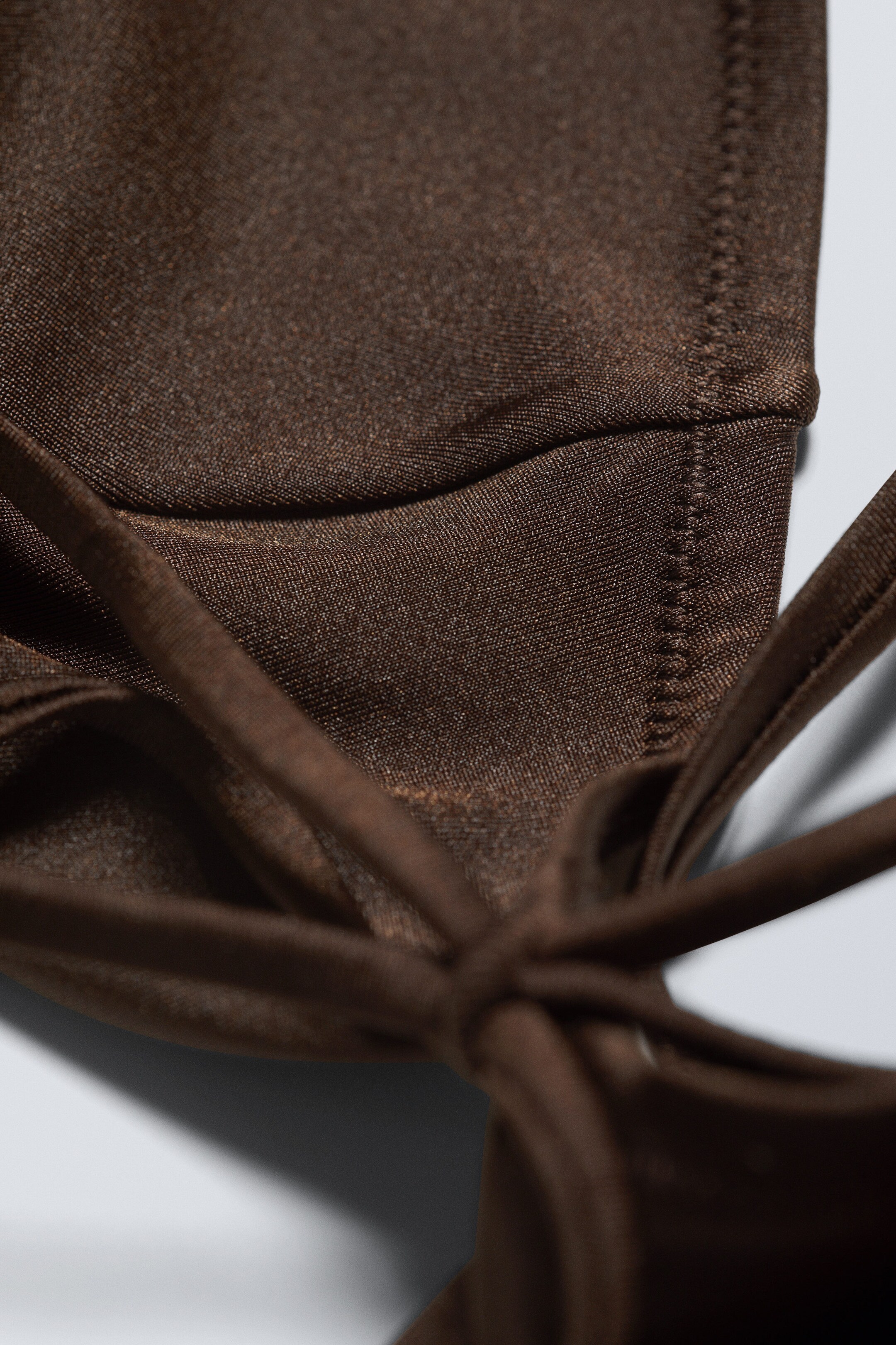Dark Brown Shimmer - Front Tie Bikini Top - 2