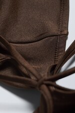 Dark Brown Shimmer - Front Tie Bikini Top - 2