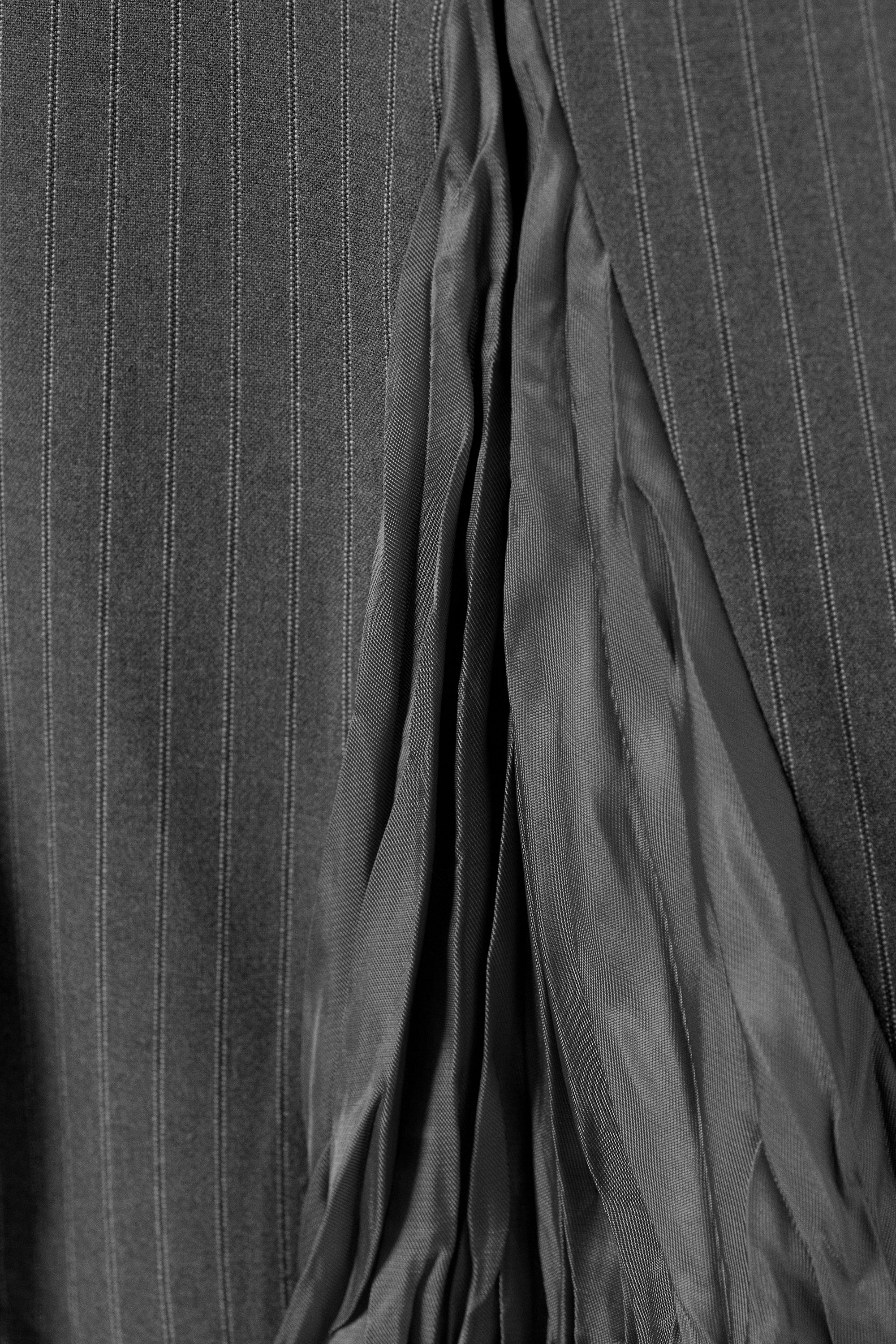 Striped Grey - Pleated Insert Mini Skirt - 4