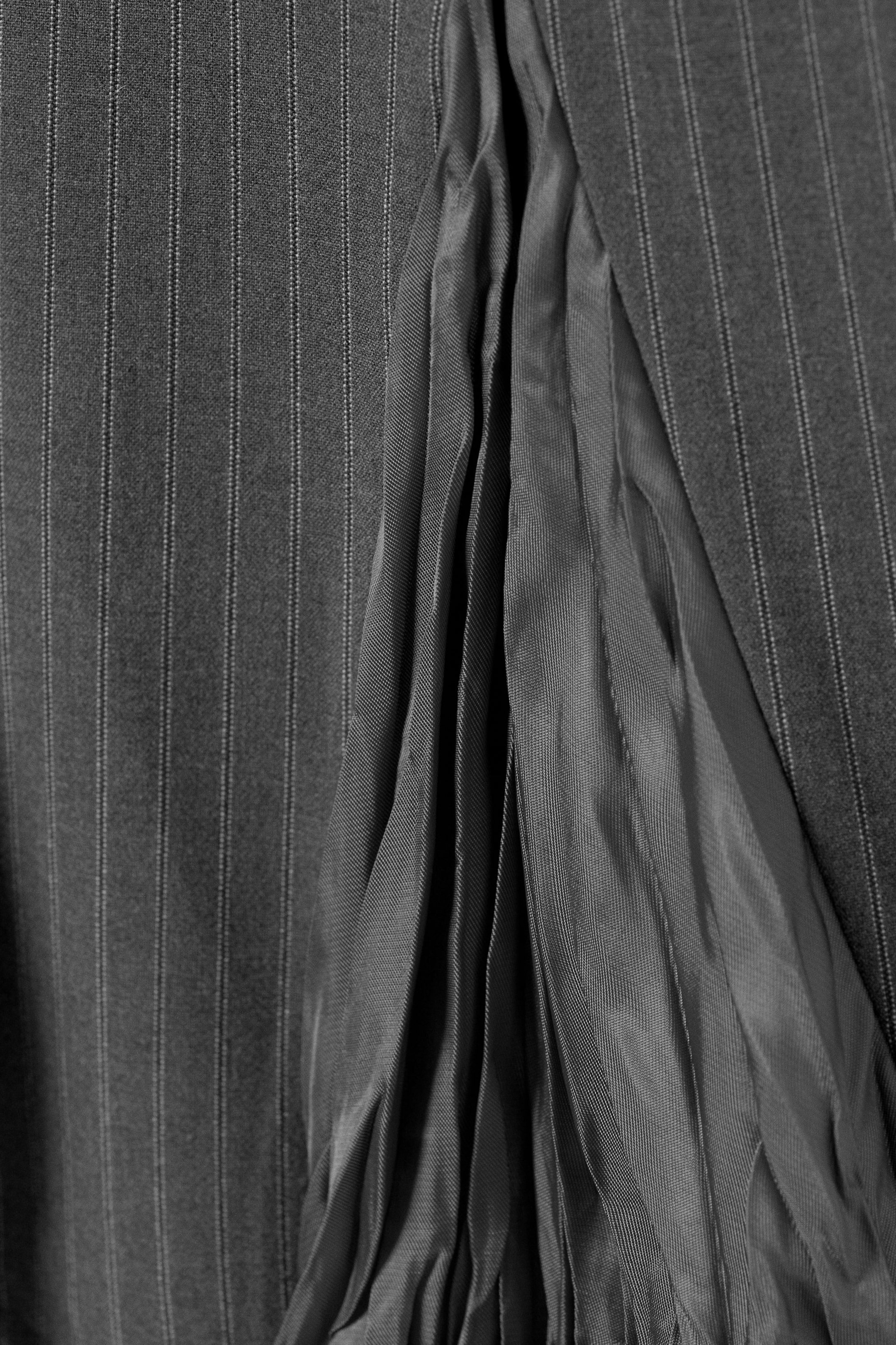 Striped Grey - Pleated Insert Mini Skirt - 4