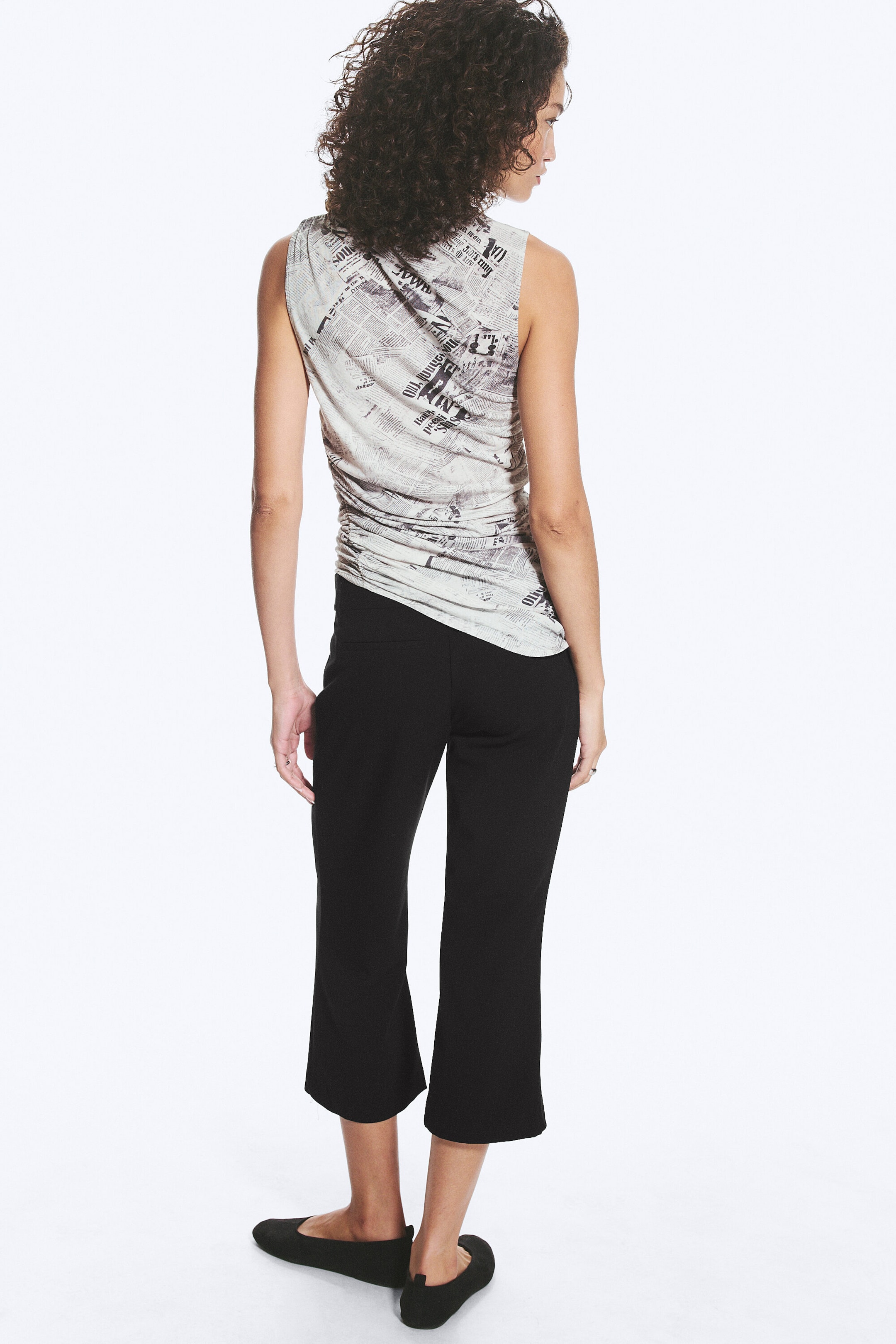 Dark Grey - Gathered Asymmetric Tank Top - 3