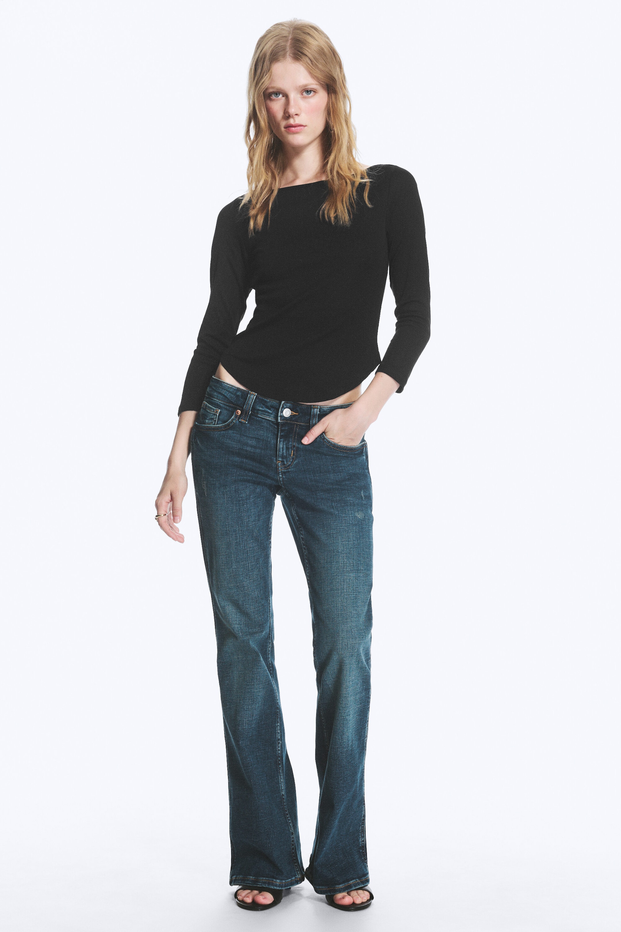 Strobe Blue - Dunkelblau - bambi y2k low waist flared slim zip pocket jeans - 2
