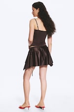 Dunkelbraun - Asymmetrischer Wickel-Minirock - 3