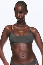 Dunkelgrau - Gepolstertes Bikini-Top mit Bindebandverschluss - 0