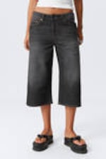 Ash Black - Ample Low Loose Denim Shorts - 1