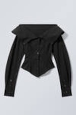 Black - Back-to-front Sculptural Shirt - 5