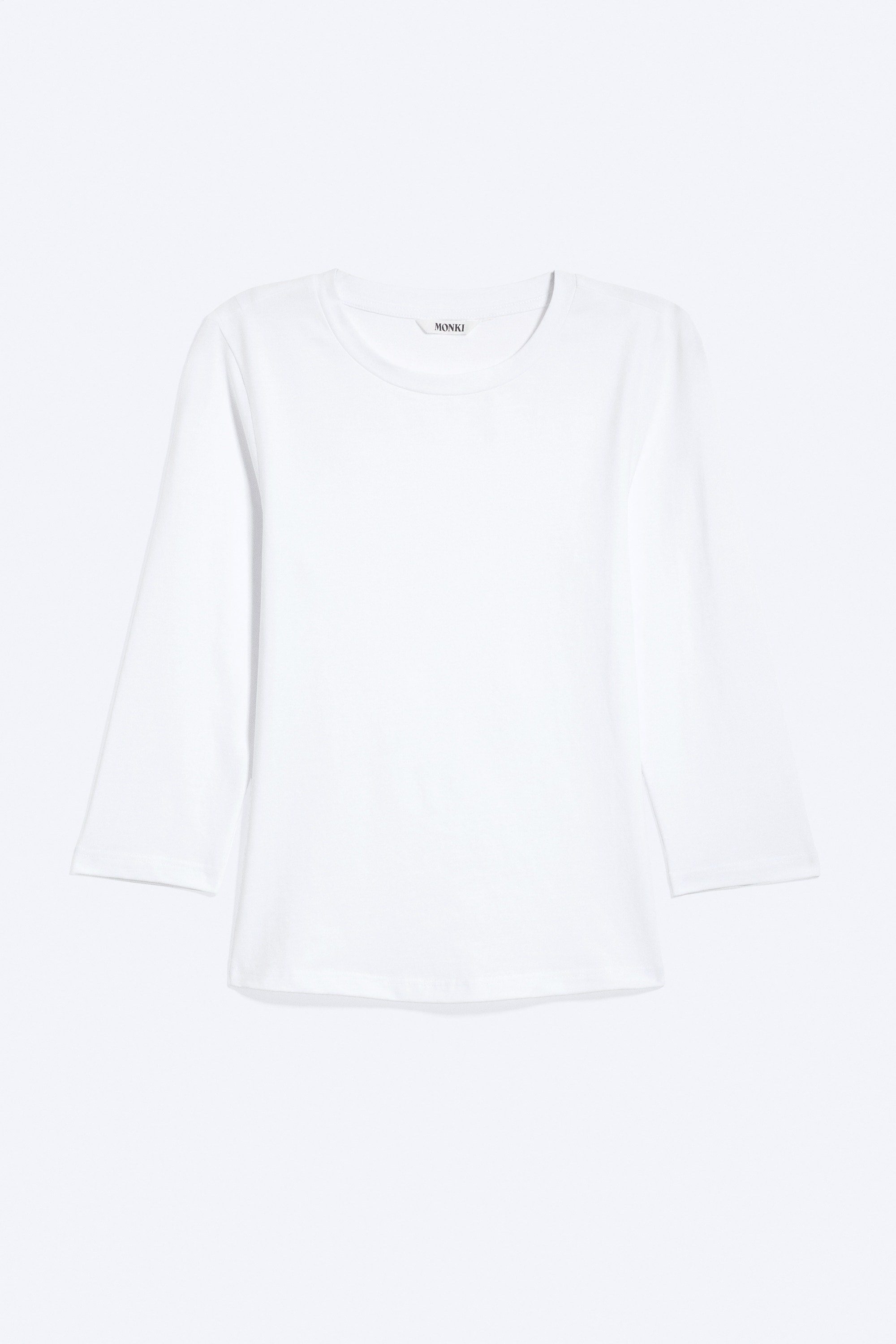 Top girocollo a manica a tre quarti - Bianco/Pesca polvere chiaro