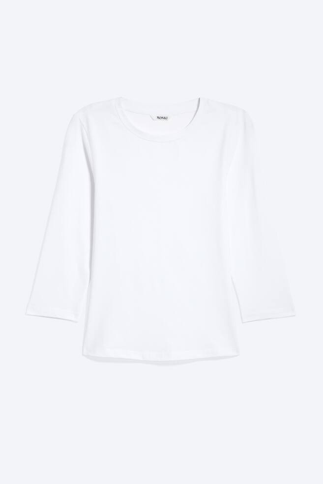 Top girocollo a manica a tre quarti - Bianco/Kaki Polveroso/Marrone scuro/Rosso scuro/rosa a righe/Rosa Multirighe - 1