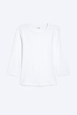 Weiß - Top mit Rundhalsausschnitt und Dreiviertelärmeln - 0