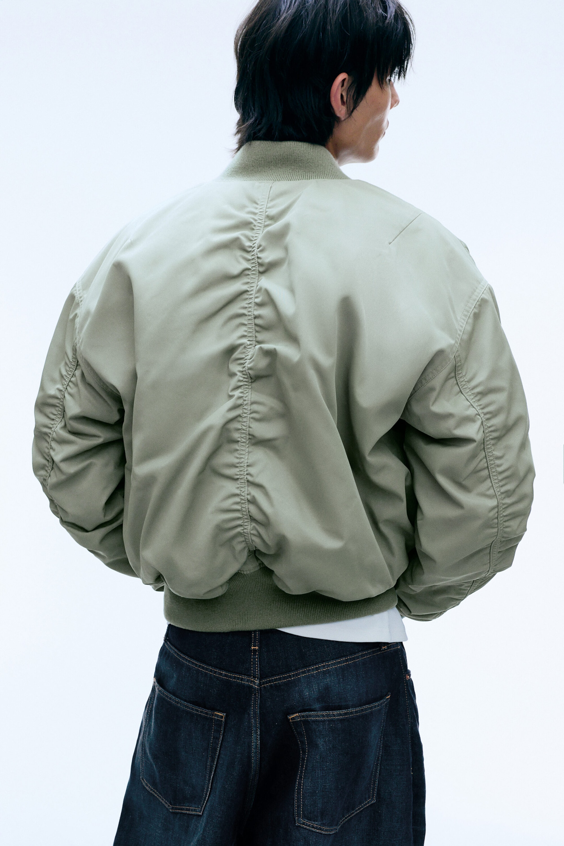 Dusty Khaki Green - Relaxed bomber jacket - 3