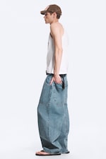 90s Blue – middels blå - Dunno unisex løs Barrel-jeans med lavt liv - 6