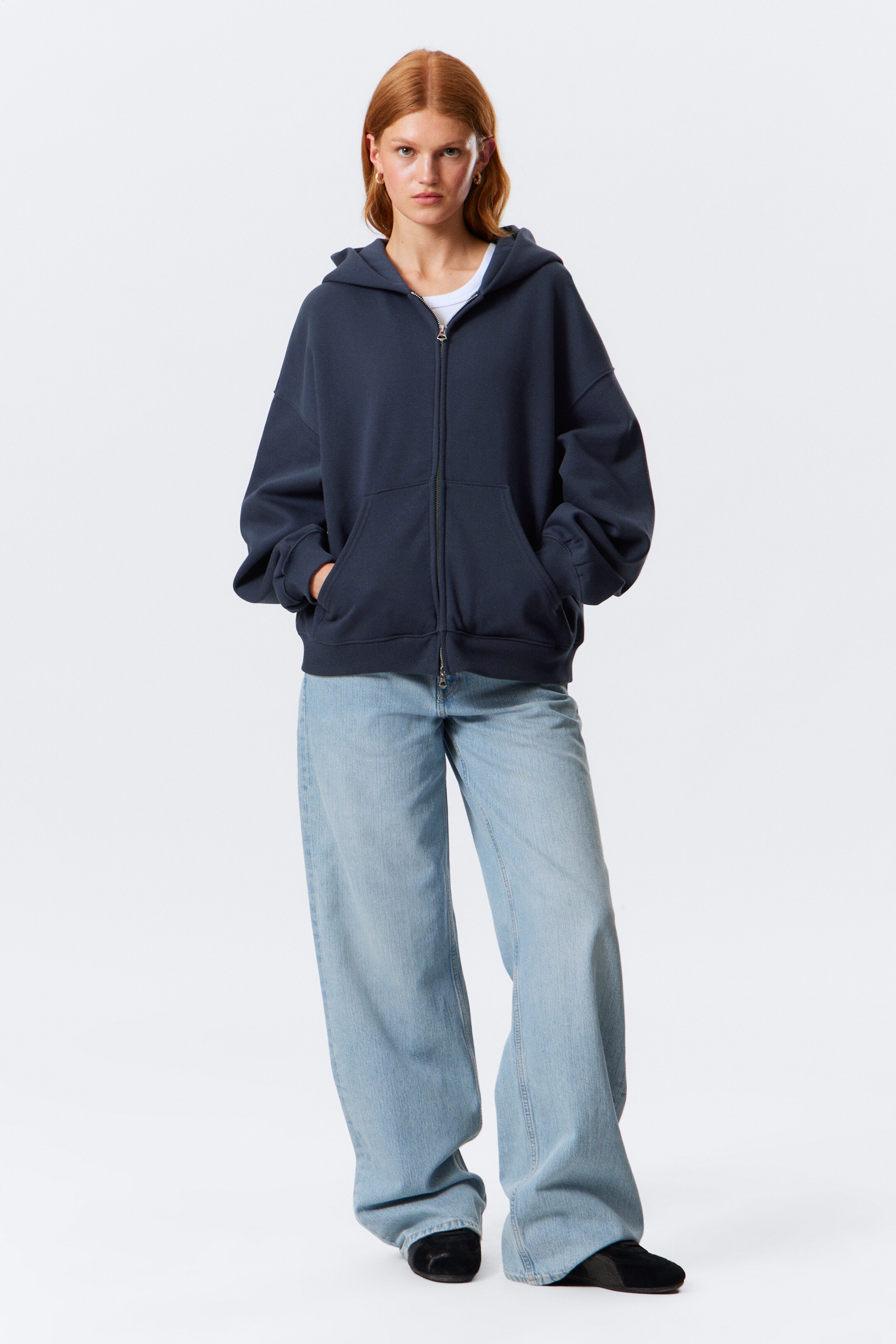 Agrandir l'image: Sweat à capuche zippé oversize et épais - Bleu marine - FEMME | H&M FR 2