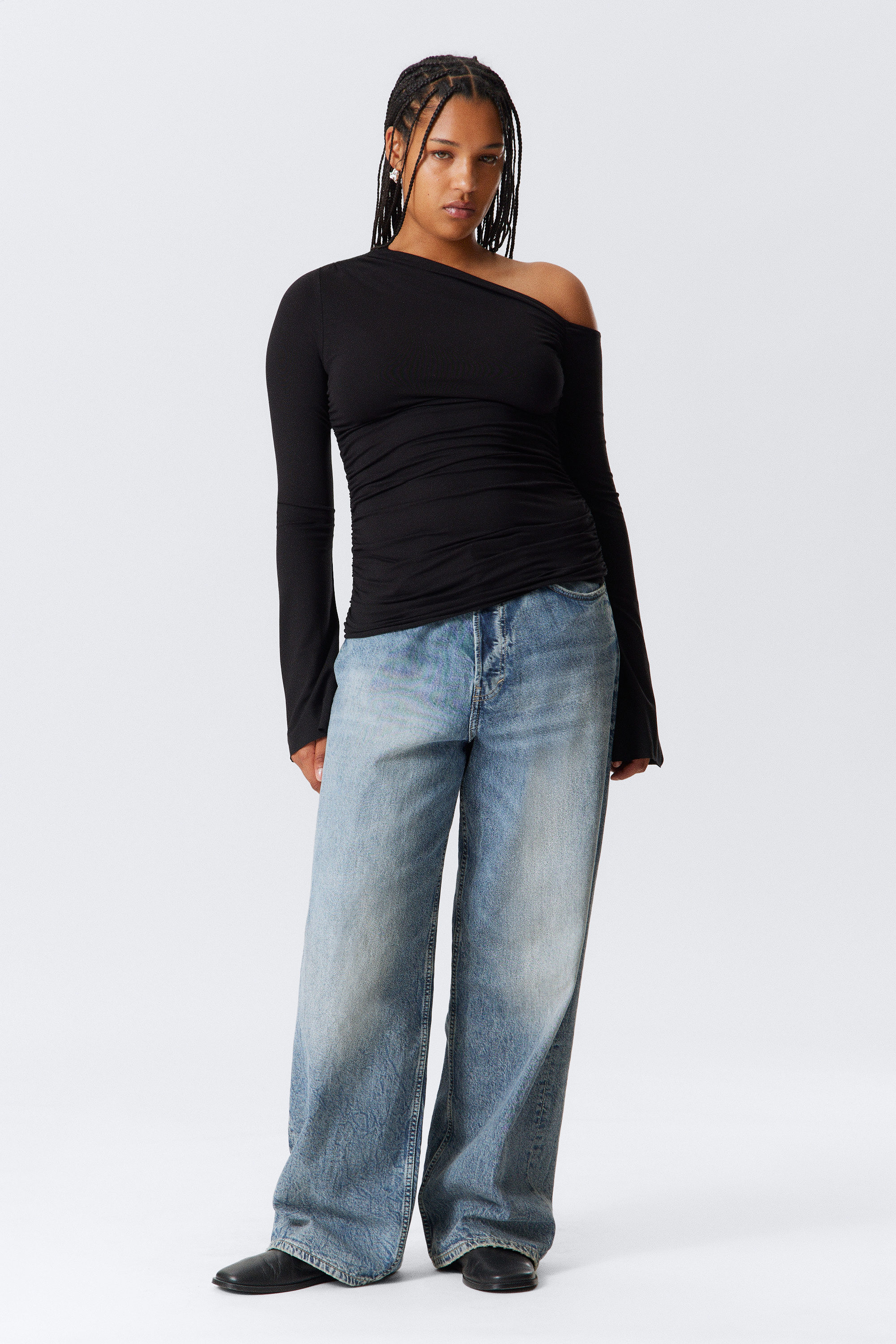 Black - Drape Asymmetric Lyocell Top - 2