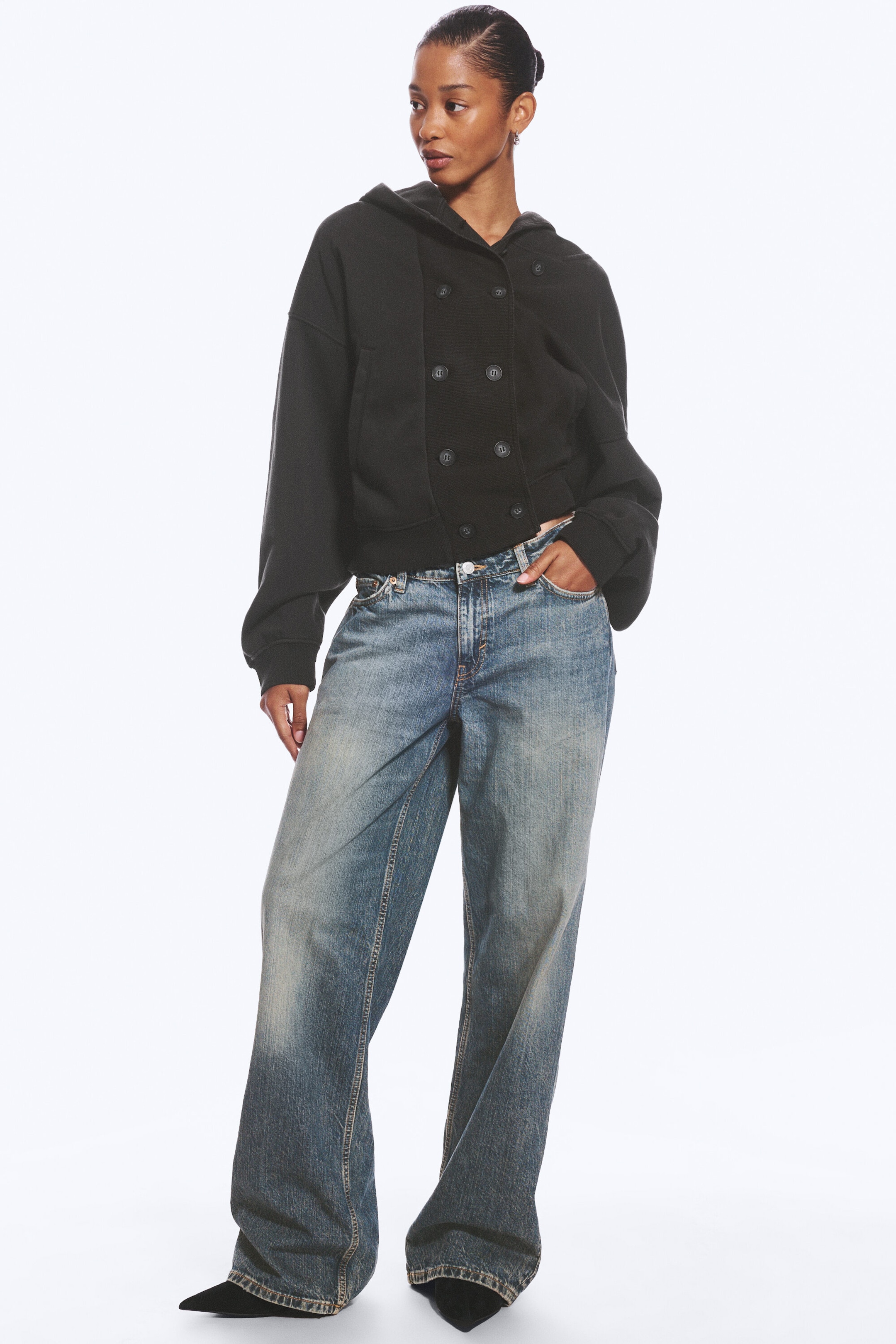 Redondo Blue - Medium Blue - Ample Low Rise Loose Wide Jeans