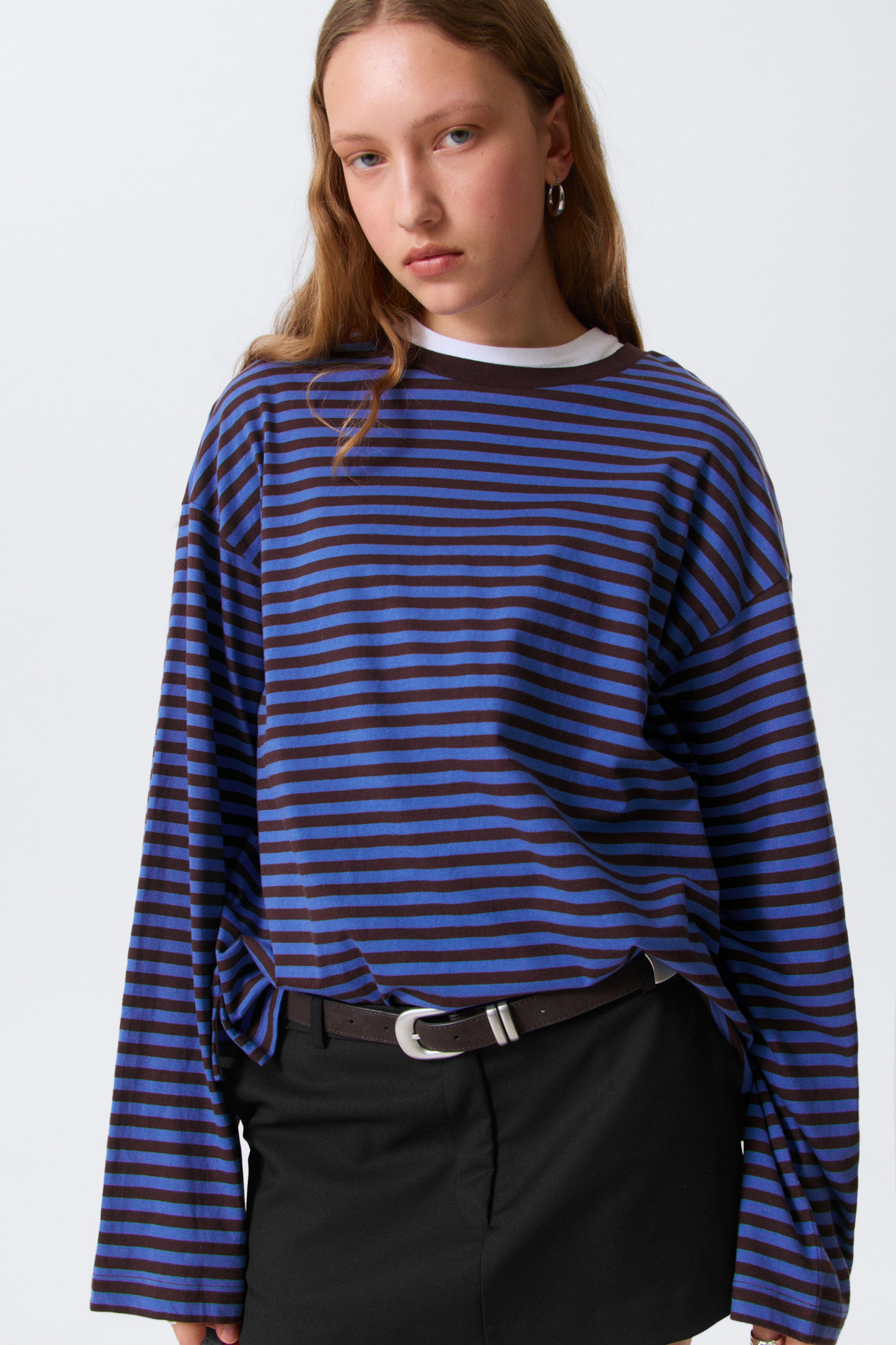 Blau/burgunderrot gestreift - Longsleeve-Shirt aus Baumwolle - 2