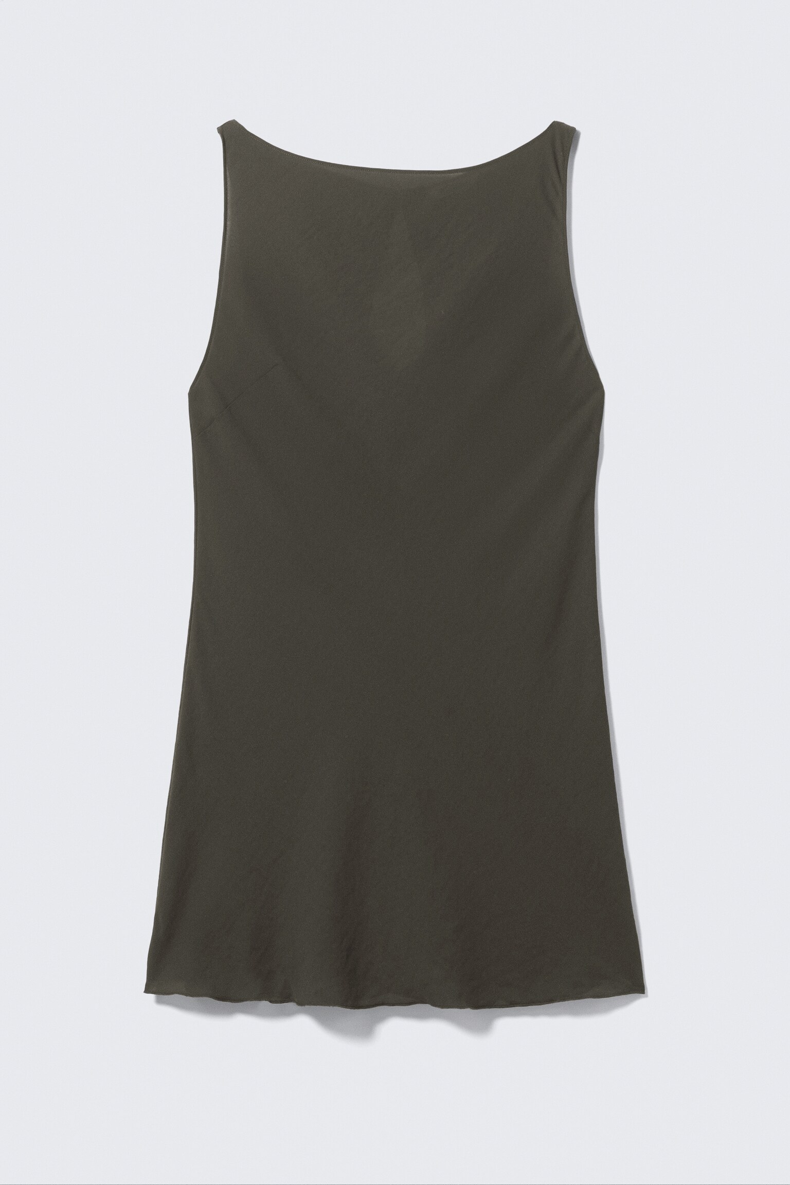 Sheer Sleeveless Boat-Neck Mini Dress - Dark Grey/Dark Blue/Black & Dark Mole - 2