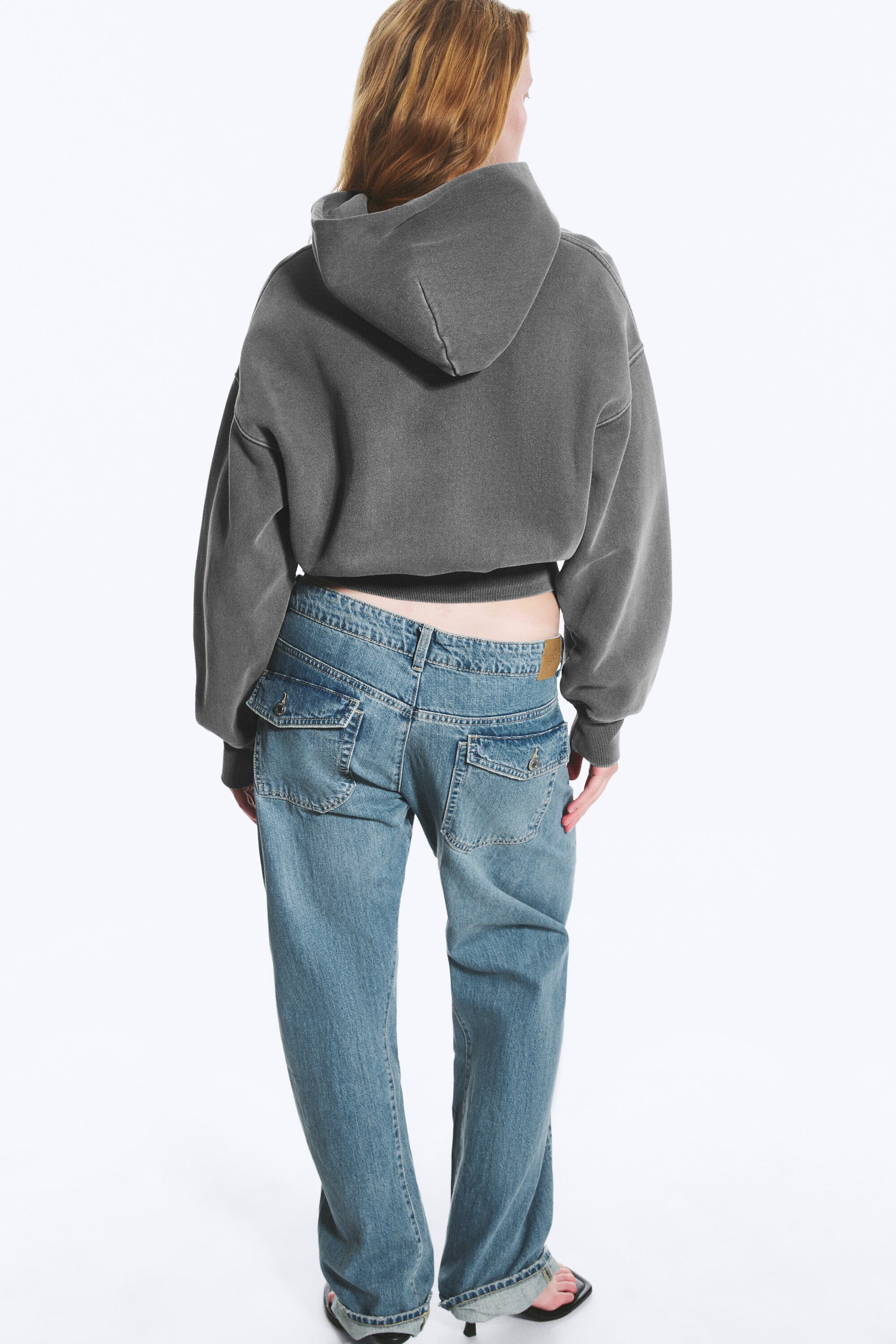 Washed Dark Grey - Boxy Cotton Fleece Hoodie - 3