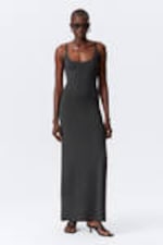 Off-black - Smooth Strap Maxi Dress - 0