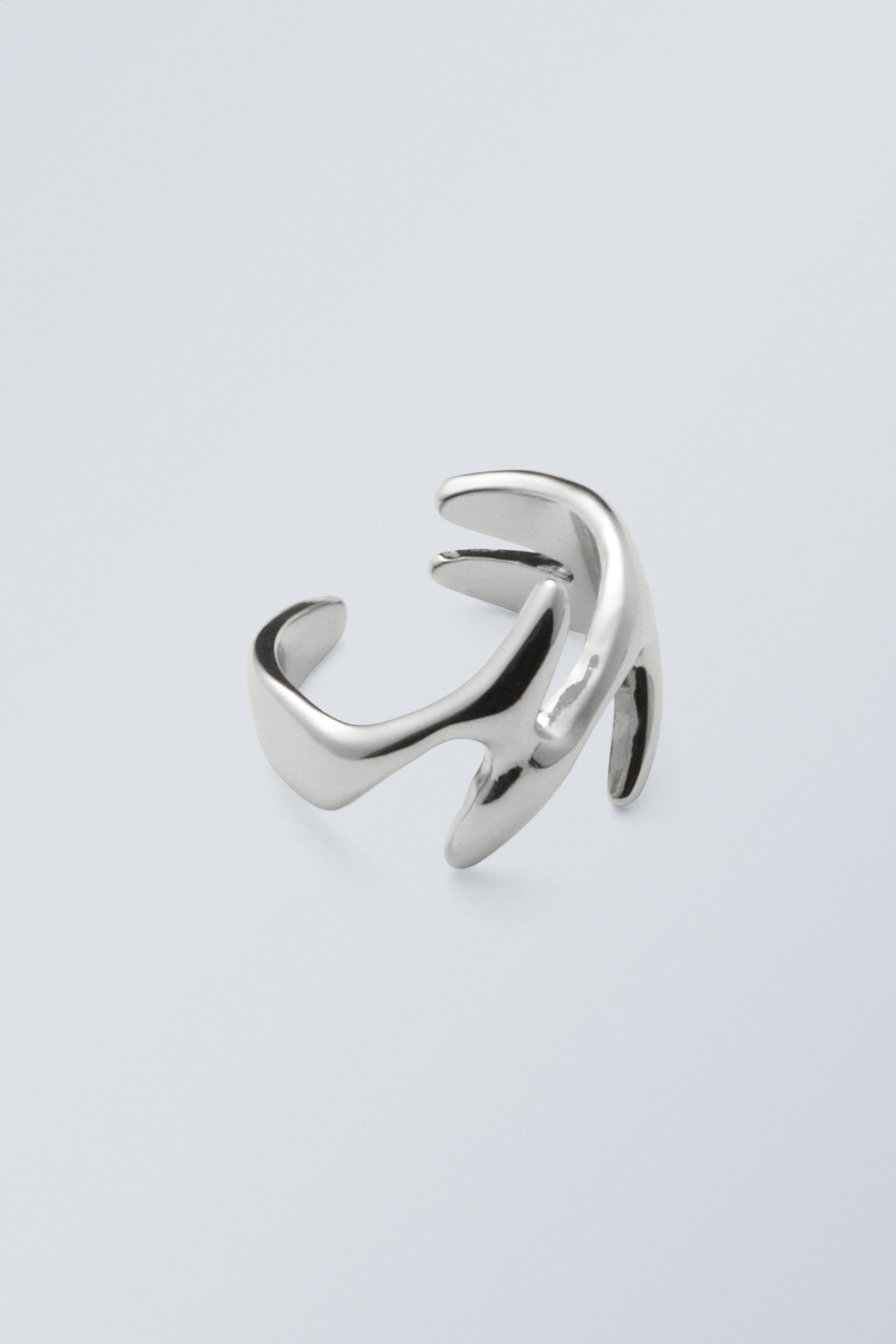 Zilverkleurig - Open zigzag ring - 0